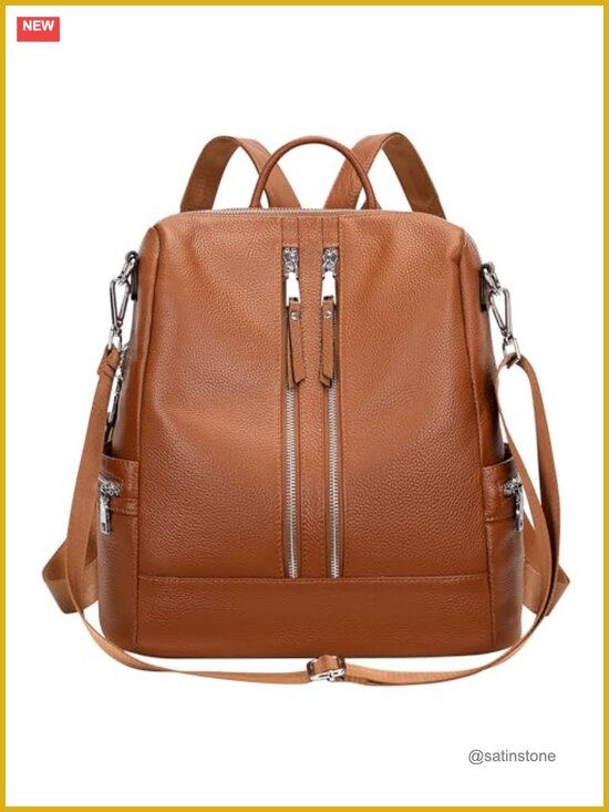 Genuine Leather Backpack Purse Convertible Shoulder Crossbody Daypack main image 5